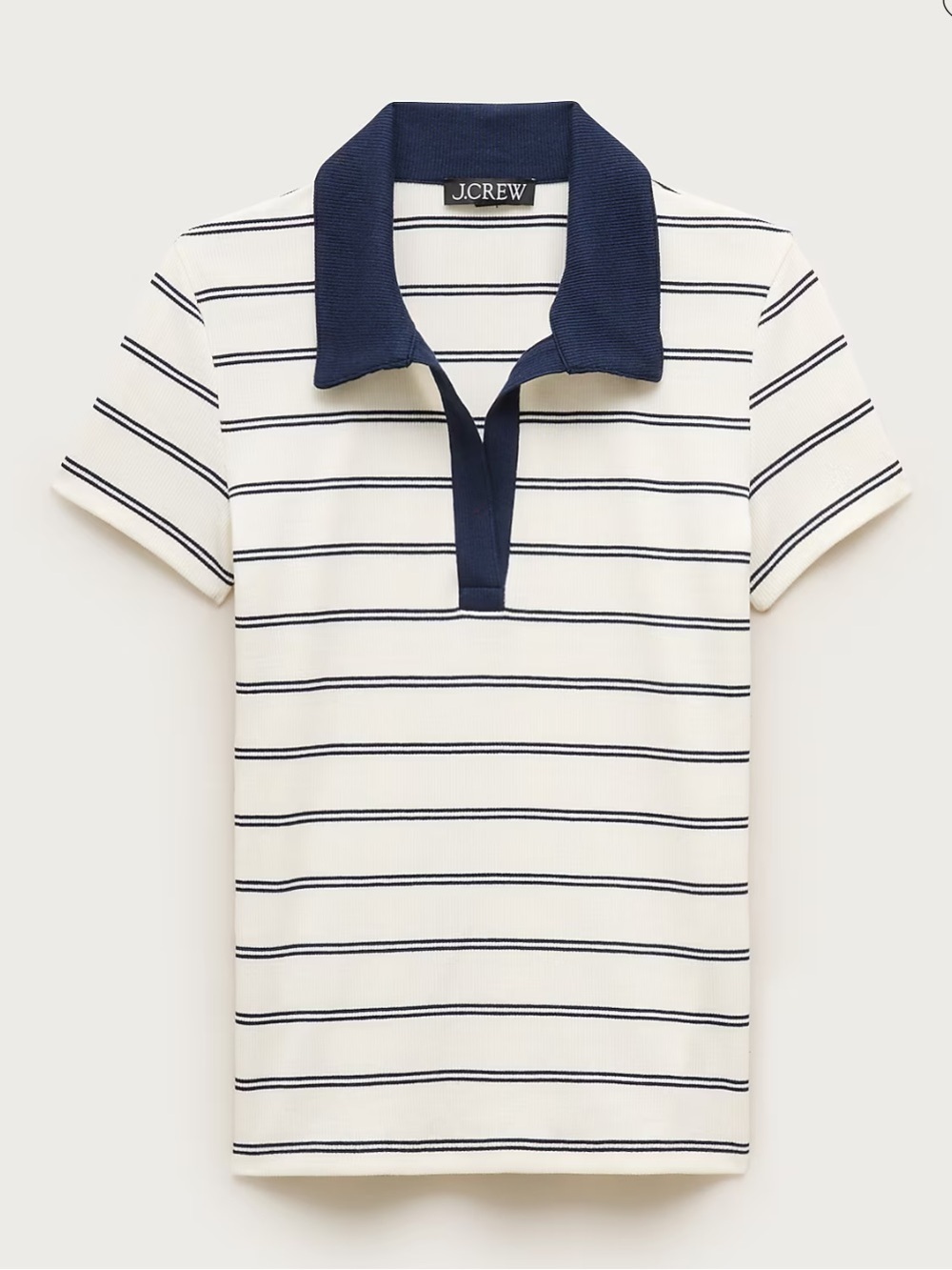 J crew Perfect rib johnny-collar top in stripe